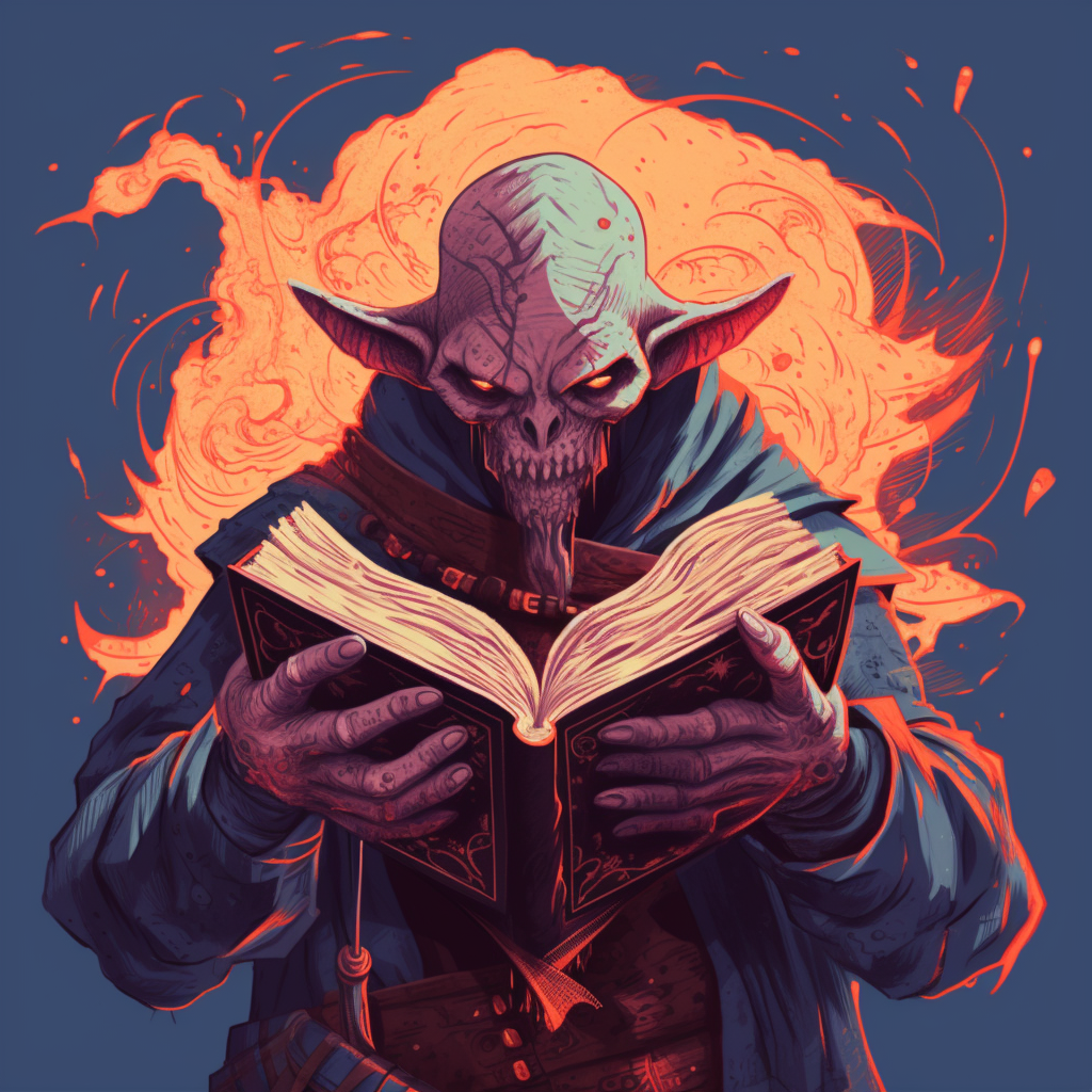 Fantasy Bloodmage Holding Spellbook with Burnt Skin