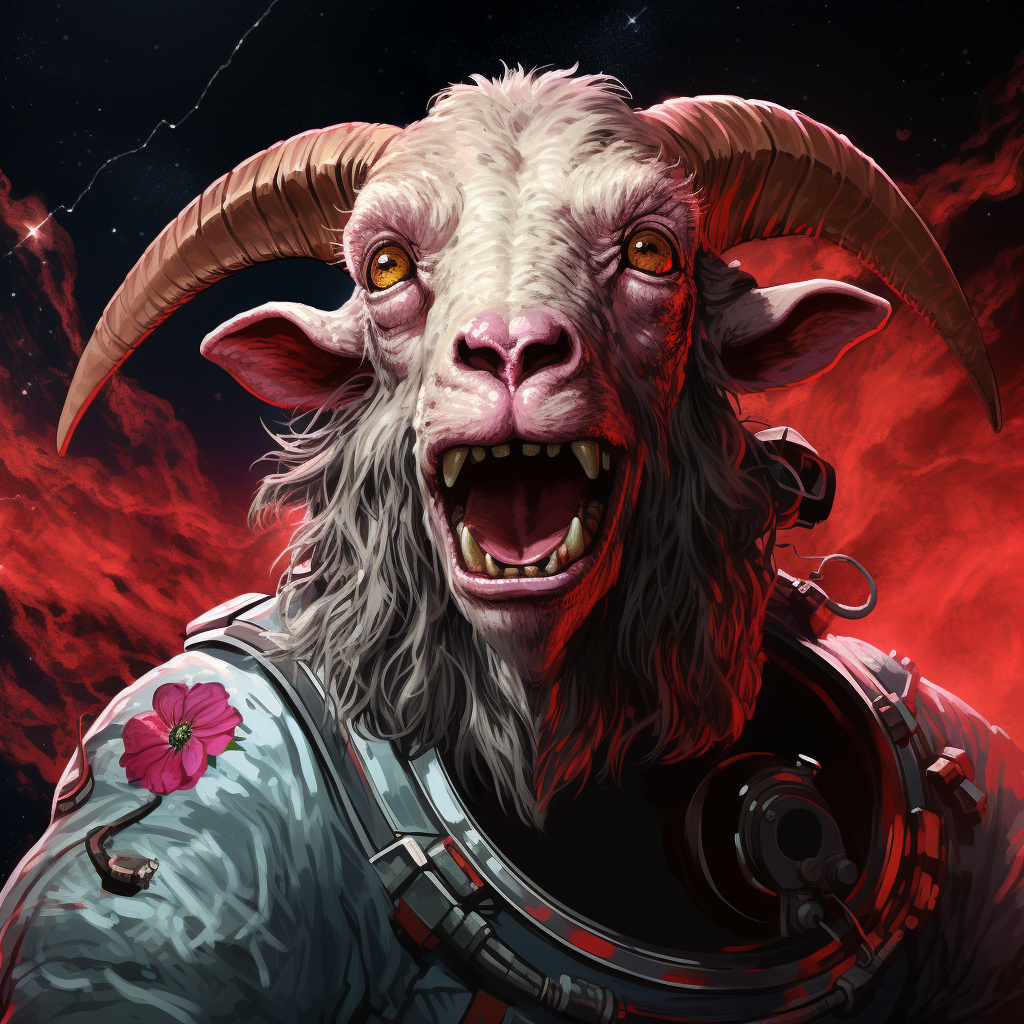 Fierce space goat in action