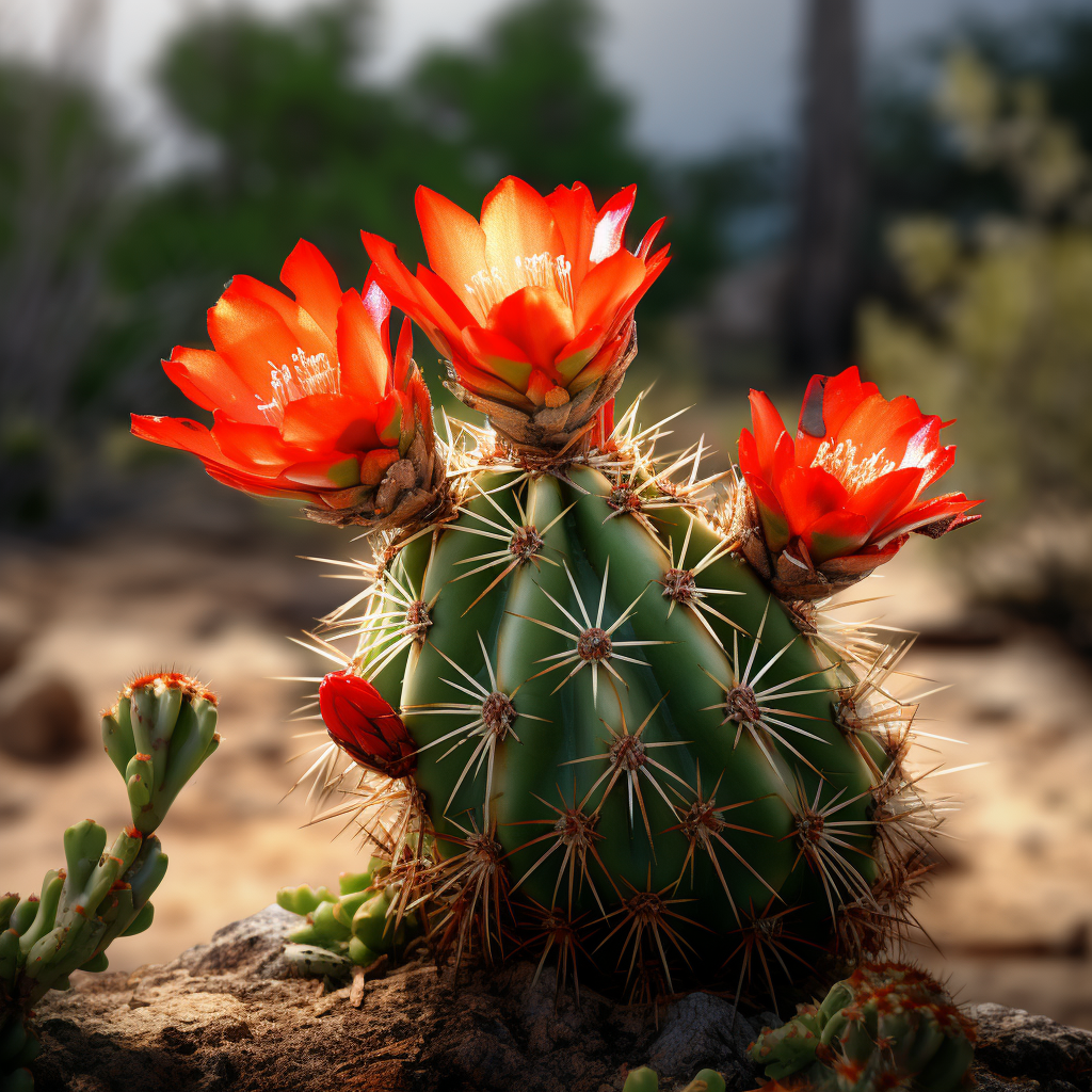 Cactus with Blooming Flowers