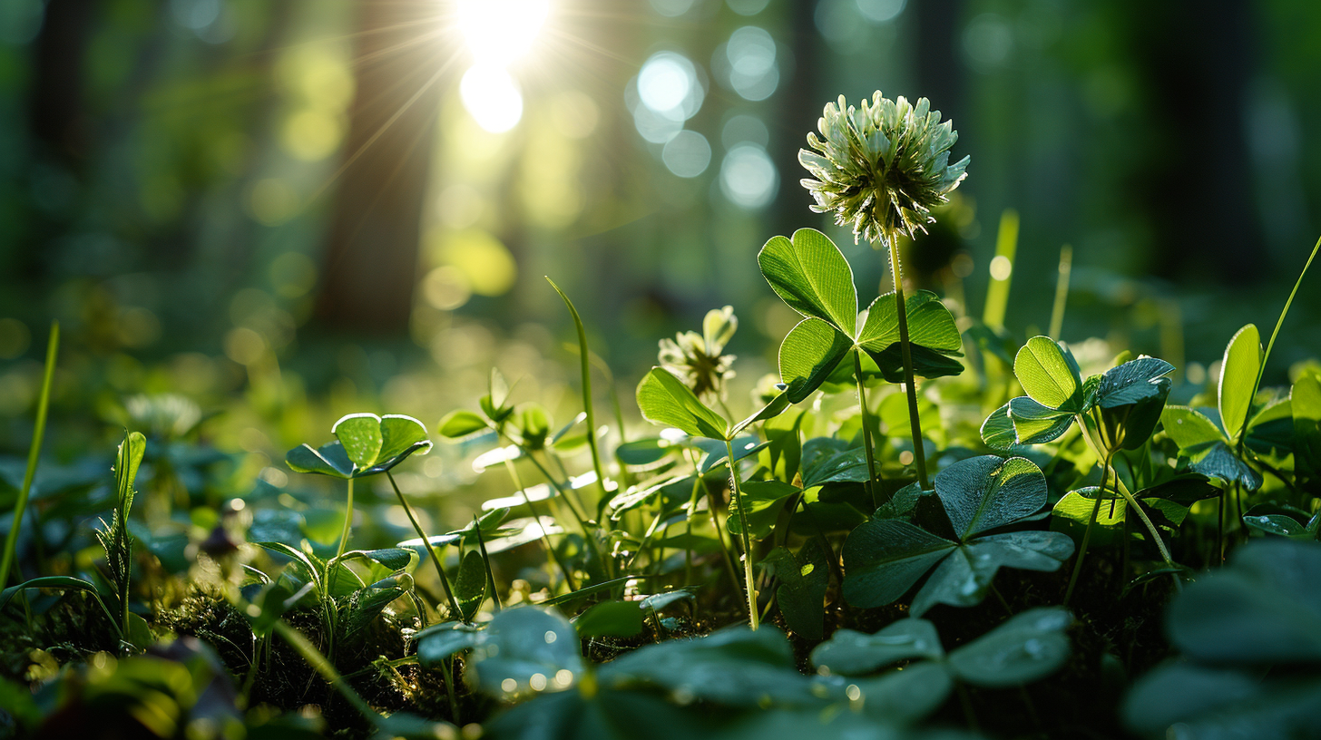 Blooming green clover with beautiful posture