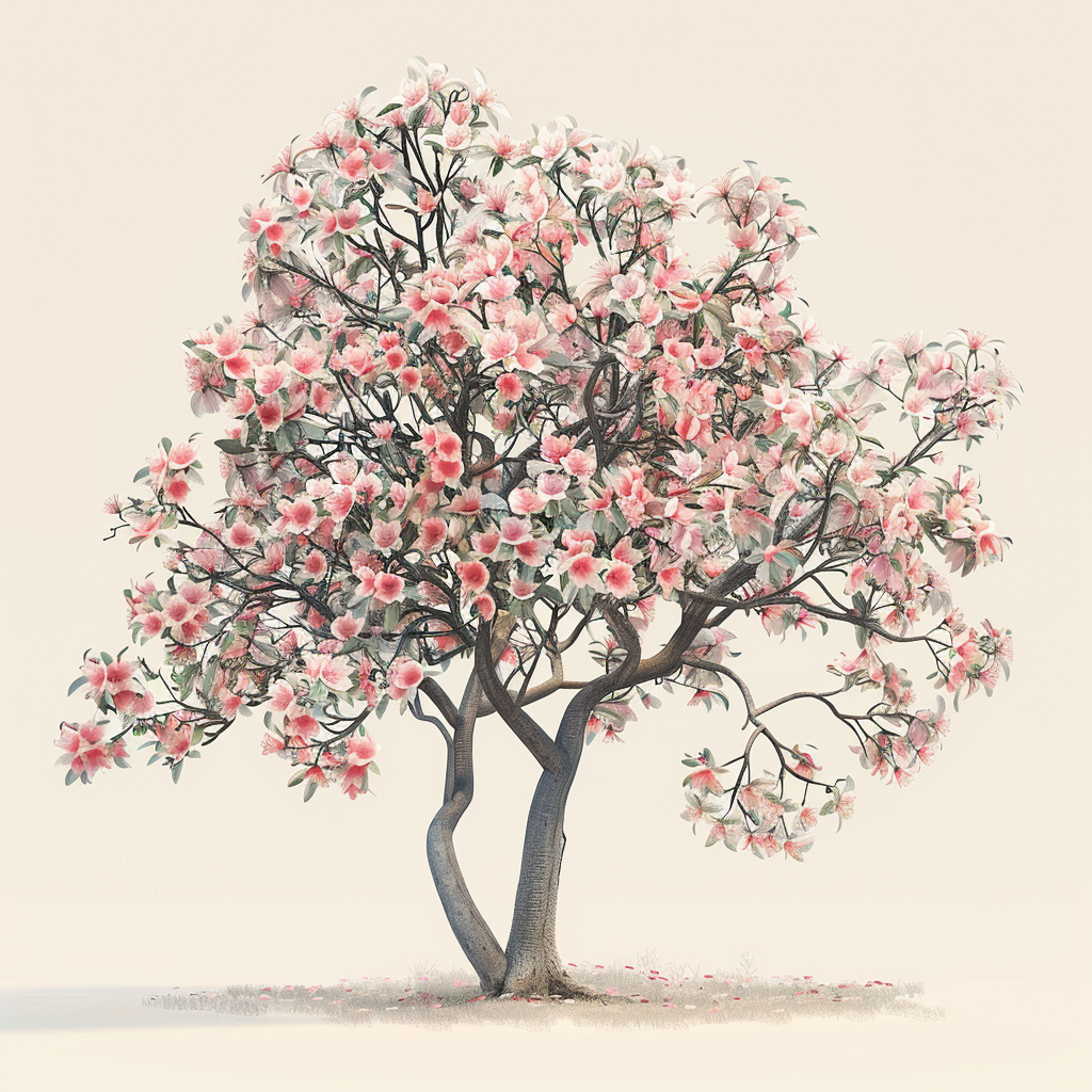 Blooming tree in artistic rendering