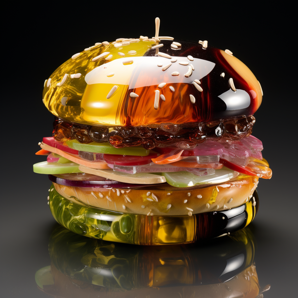 Vibrant blown glass hamburger art