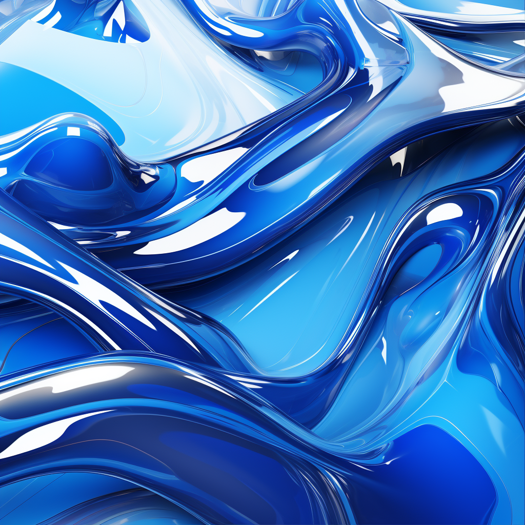 blue 3d synthetic water pattern shapes chrome