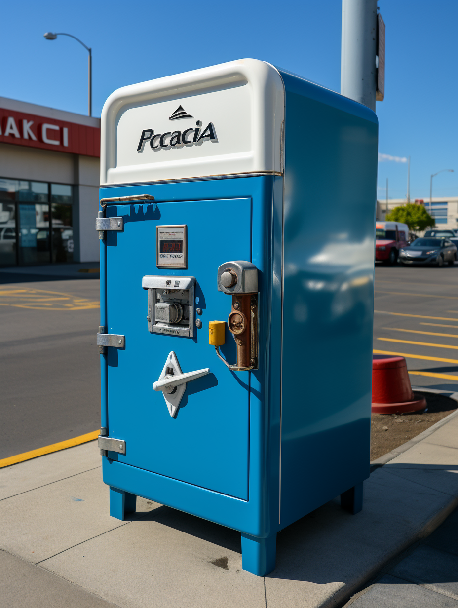 Blue Amazon Locker at Gas Station