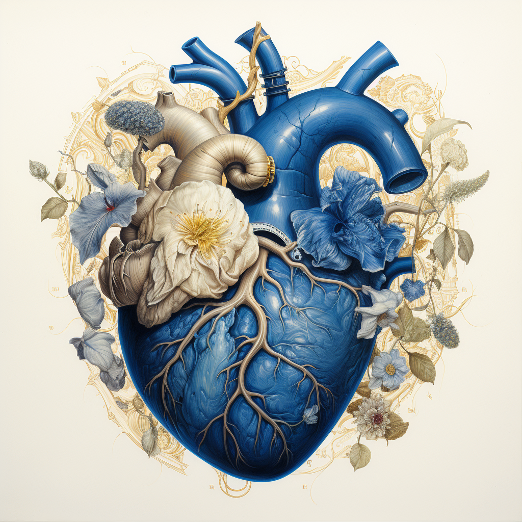 Blue anatomical heart illustration