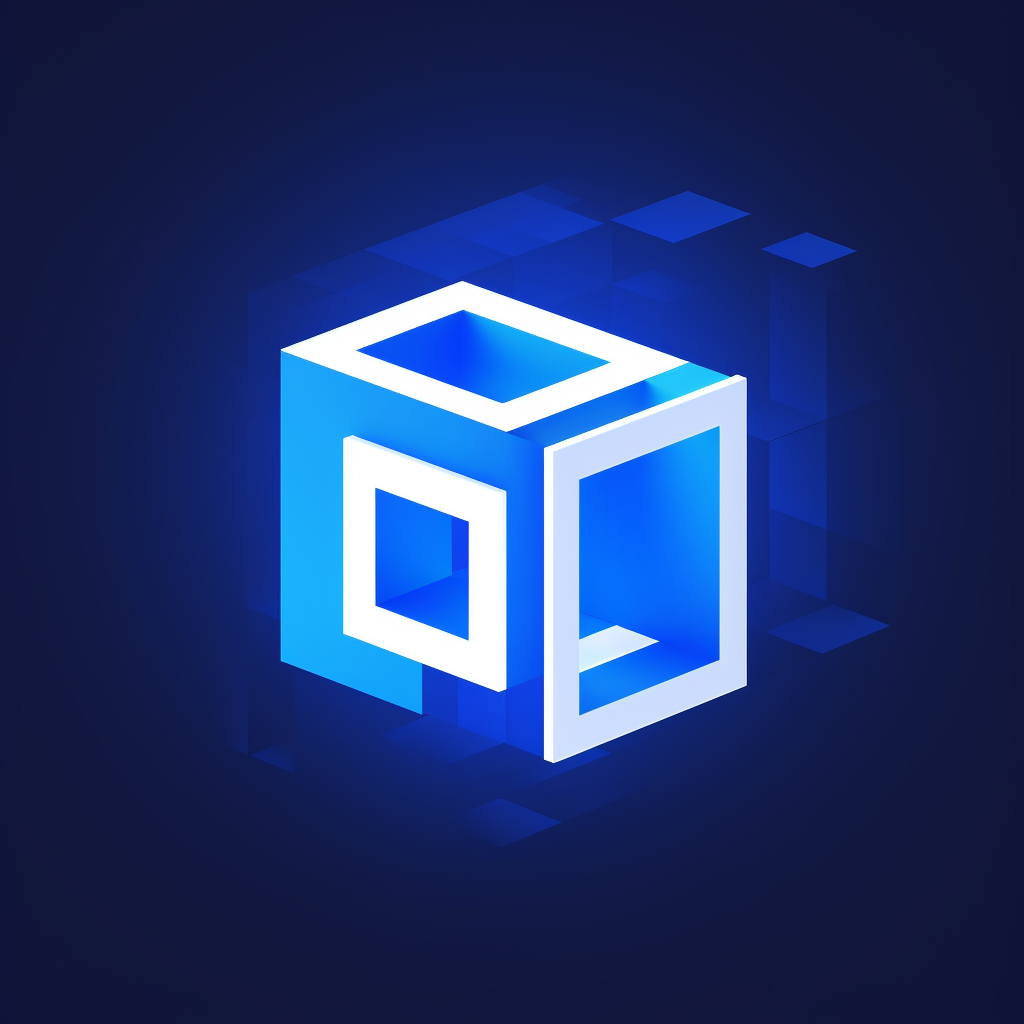 Logo on blue background with square shape