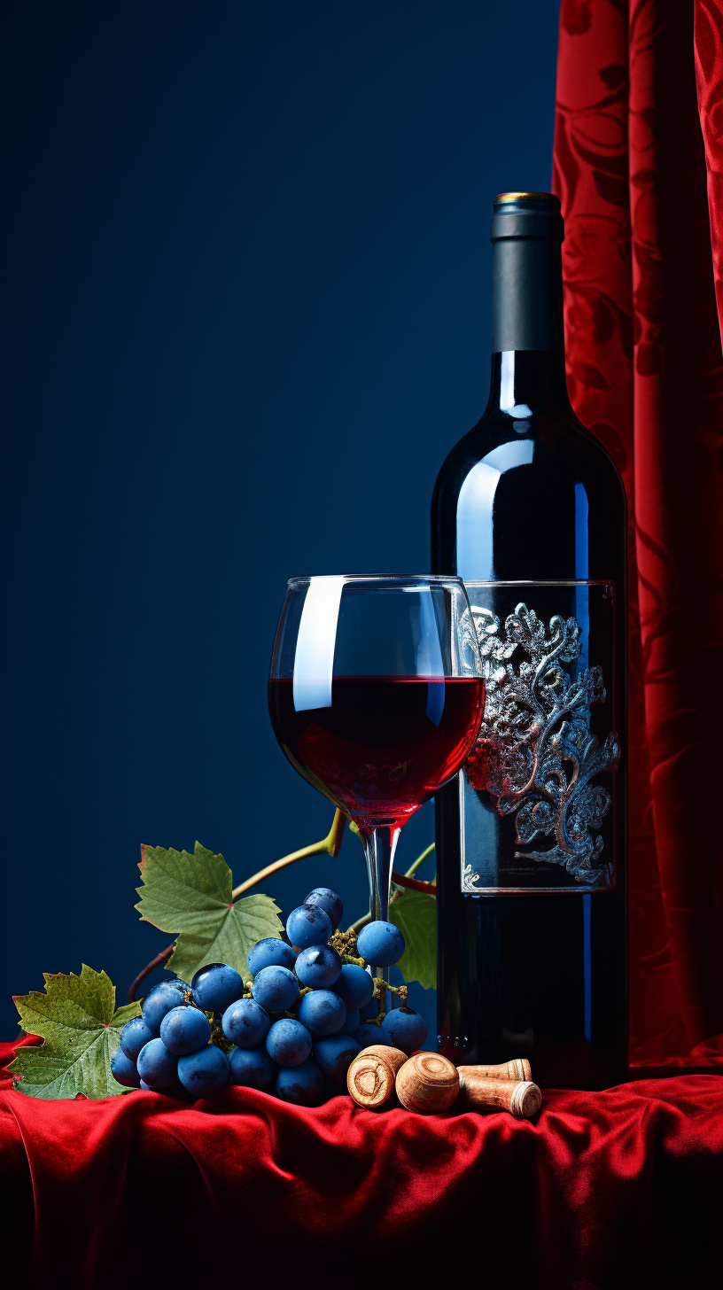 Vibrant Wine on Blue Background