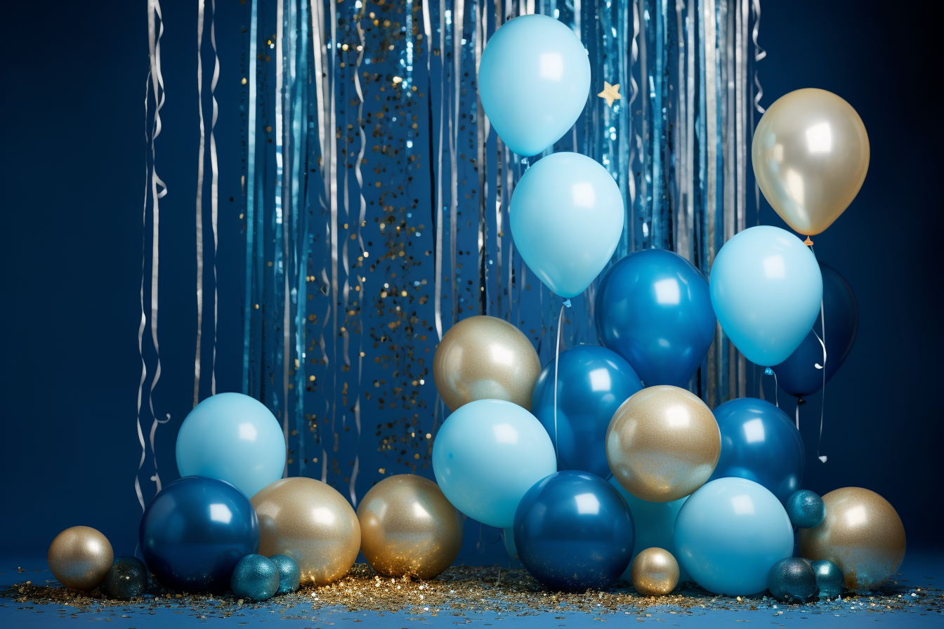 Blue balloon cake smash backdrop