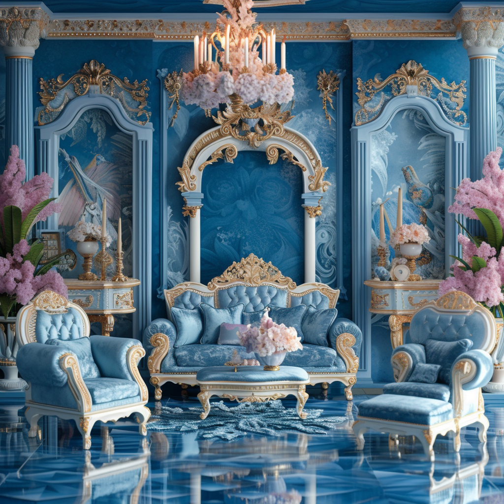 Blue Barbie Luxury Backdrop Furniture