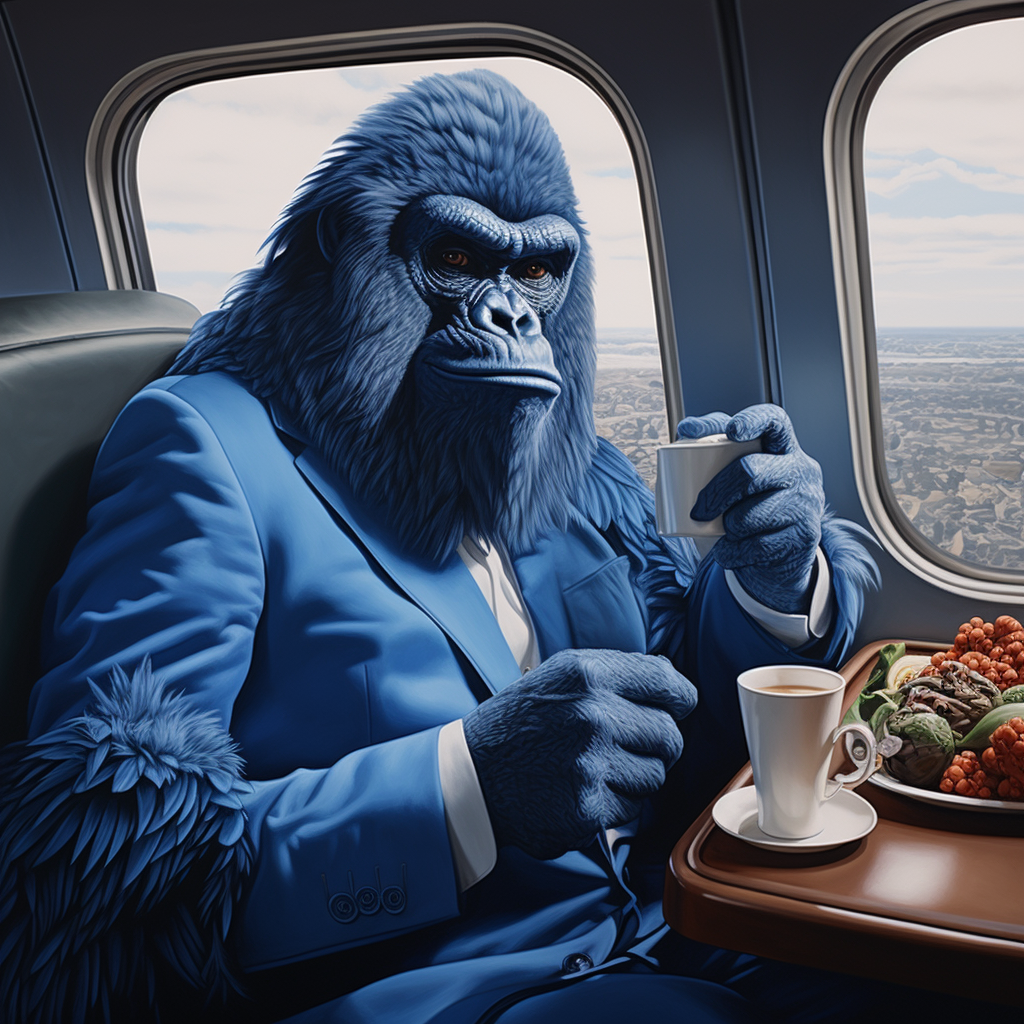 Blue bird airplane gorilla coffee