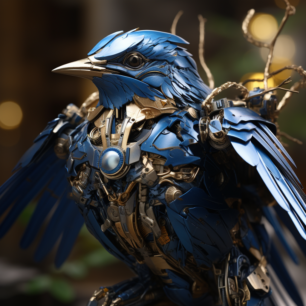 Blue Bird Soldier with High Tech Wings and Bow