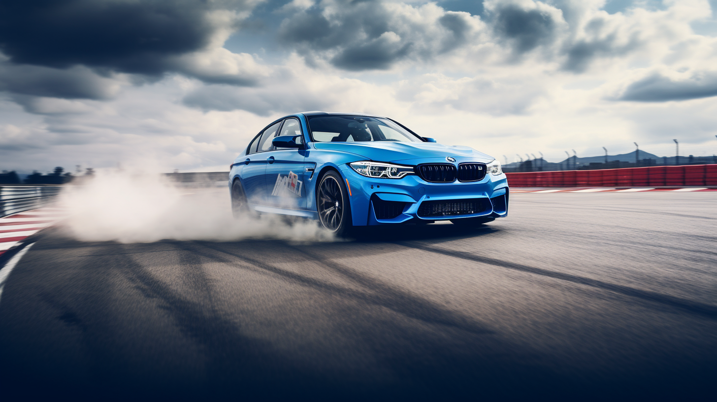 Blue BMW on Race Track