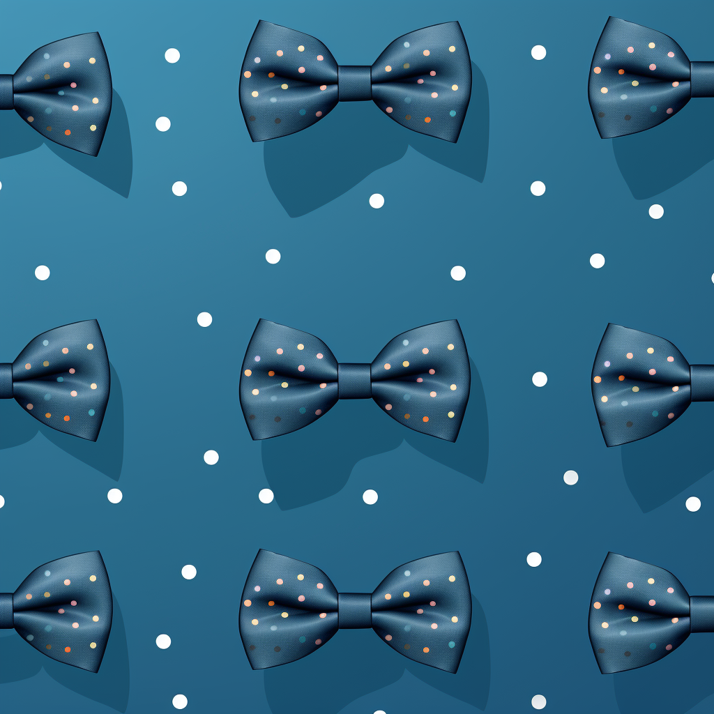 Cartoon Blue Bowtie Pattern on Navy Background