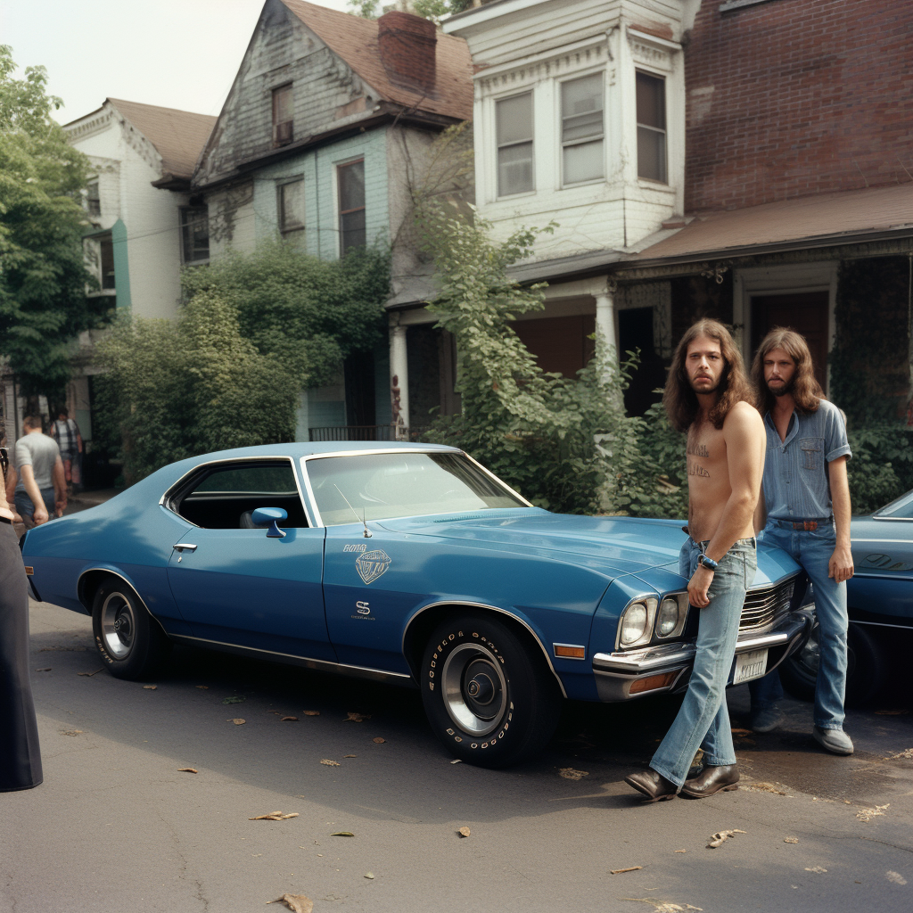 Blue Chevy Impala parked near hedge