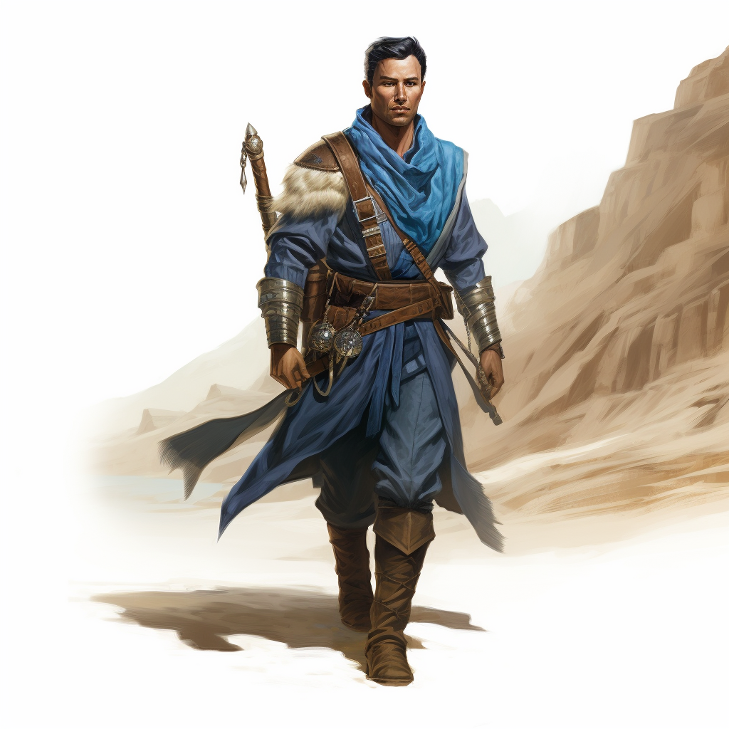 Half Elf Ranger Monk in Blue Clothes