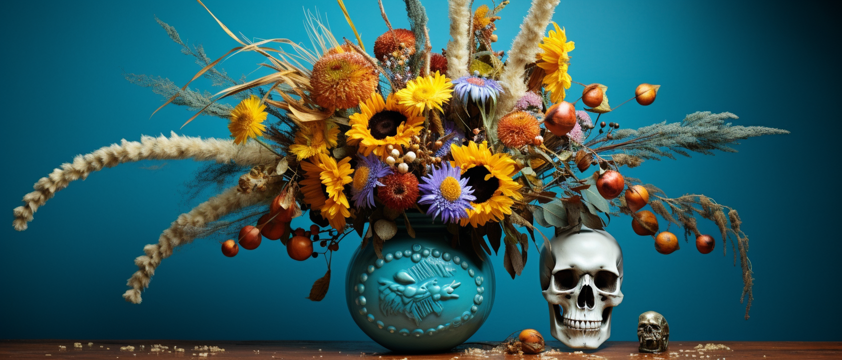 Colorful Blue Corn Floral Display