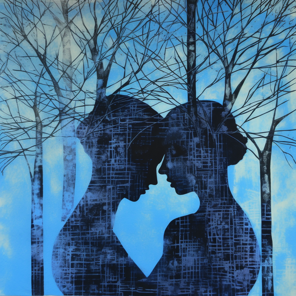 Couple in Blue Embrace