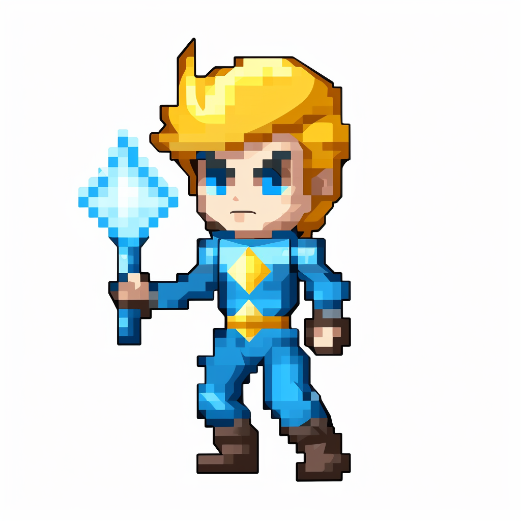 Blue crystal diamond emoji pixel art