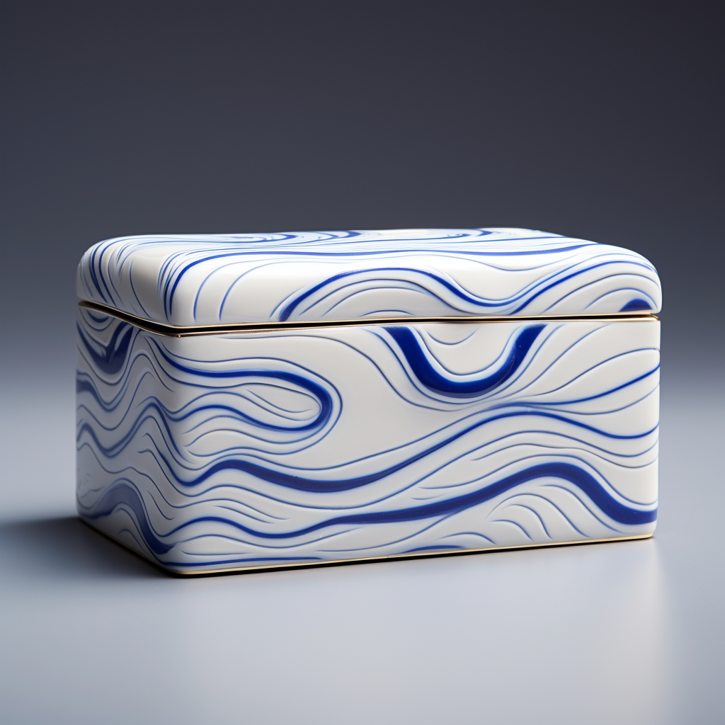 White box with blue curved line