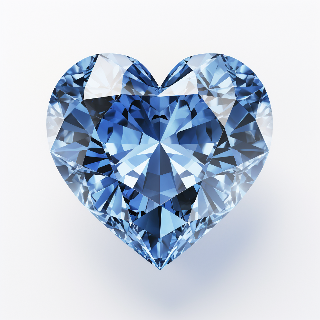 Blue diamond heart on white background