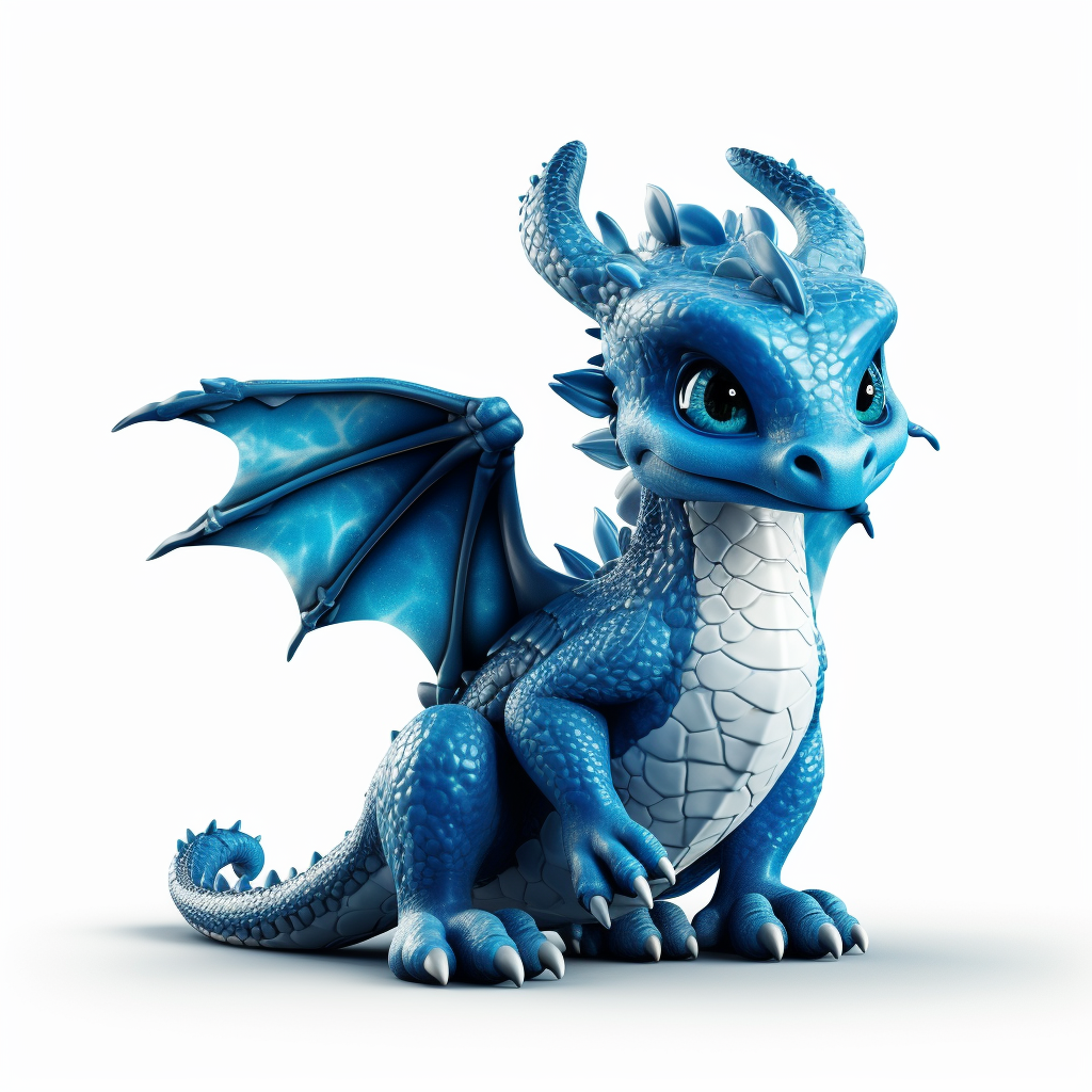 Blue Dragon with cool charisma on a Disney white background