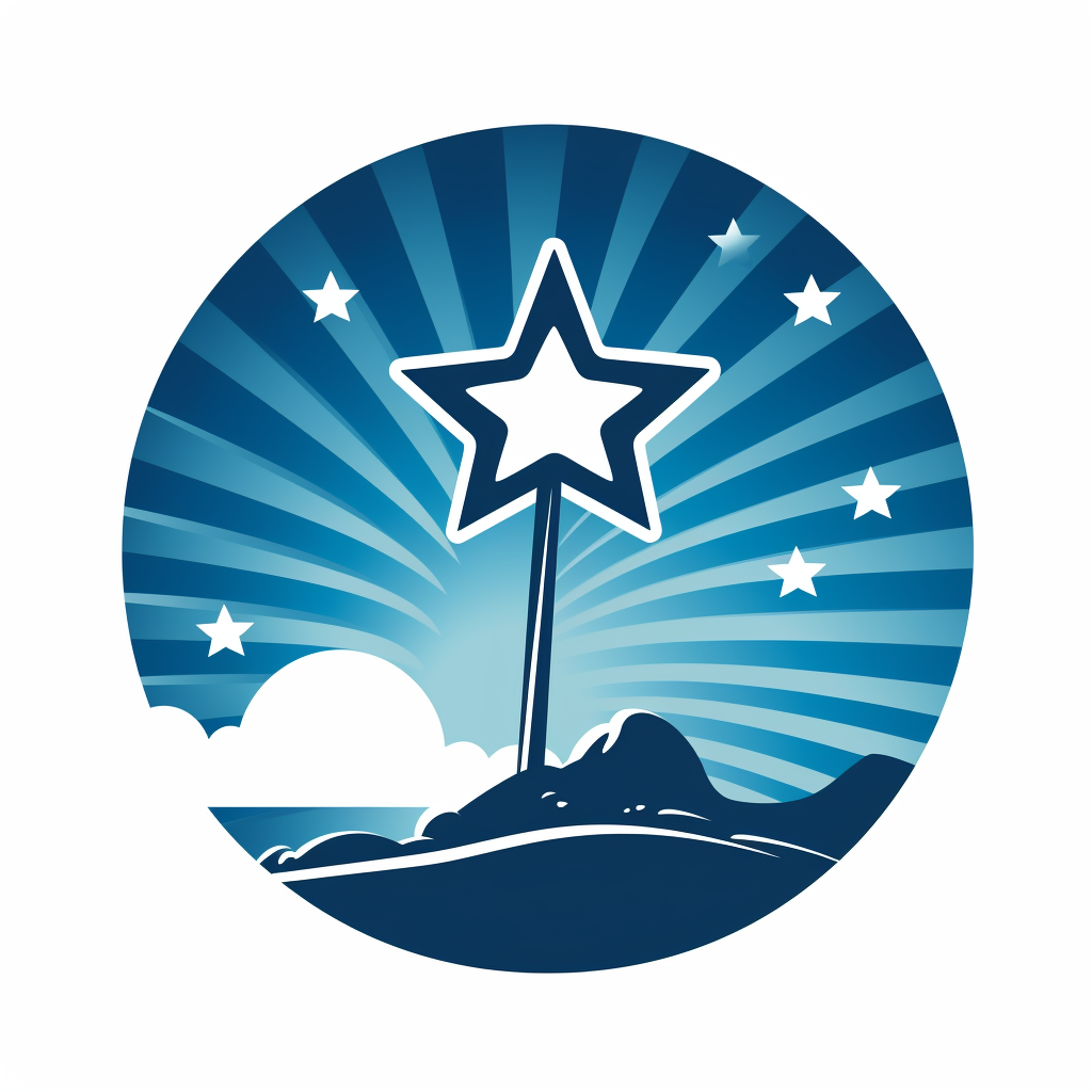 Blue logo with shooting star