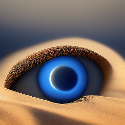 Blue eye in surreal desert