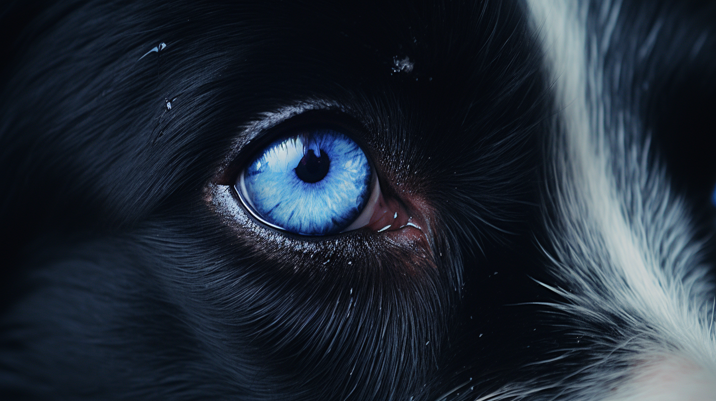 Close-up of a Border Collie's Blue Eye