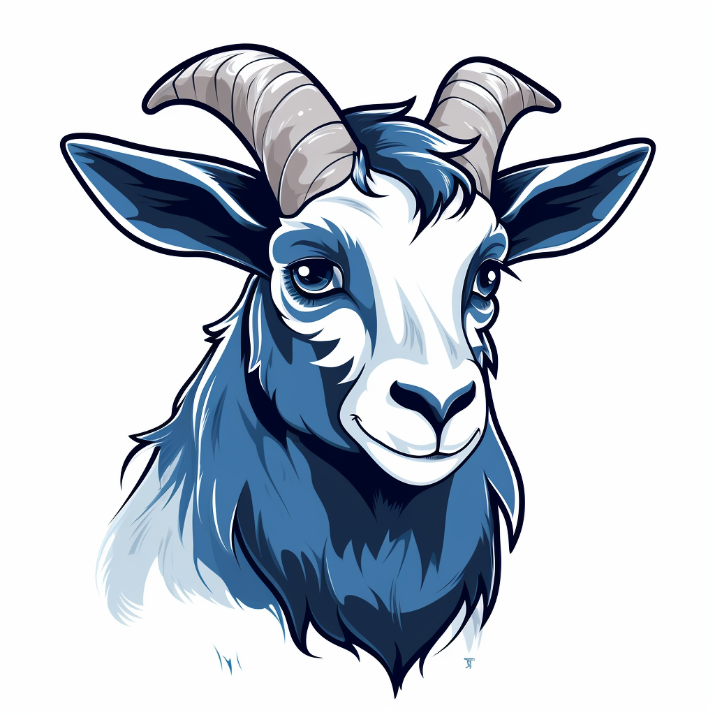 Unique blue-eyed goat logo design