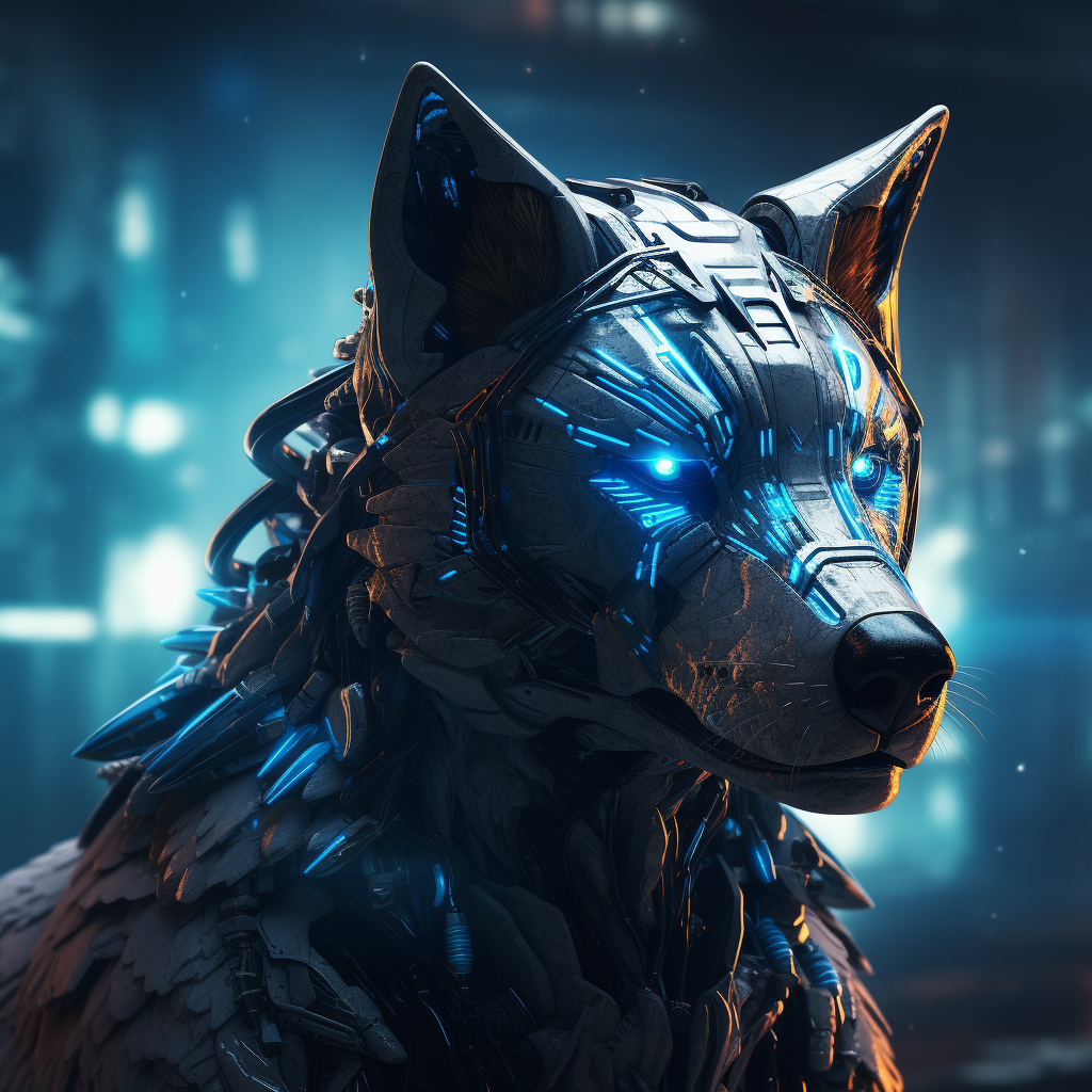 Blue-eyed Robotic Wolf Banner