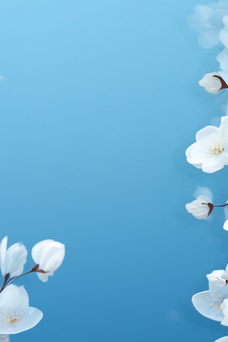 Delicate blue flower on minimalist background