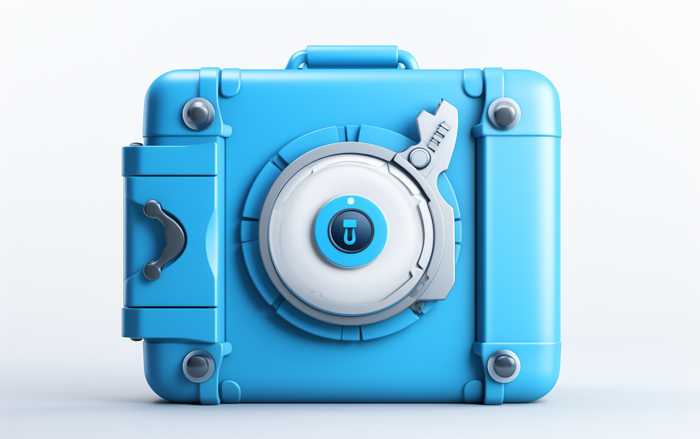 Blue folder icon with lock on white background