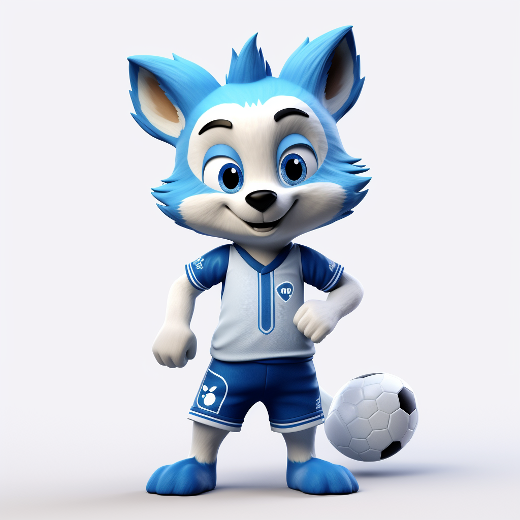 Blue Fox in Soccer Attire Smiling