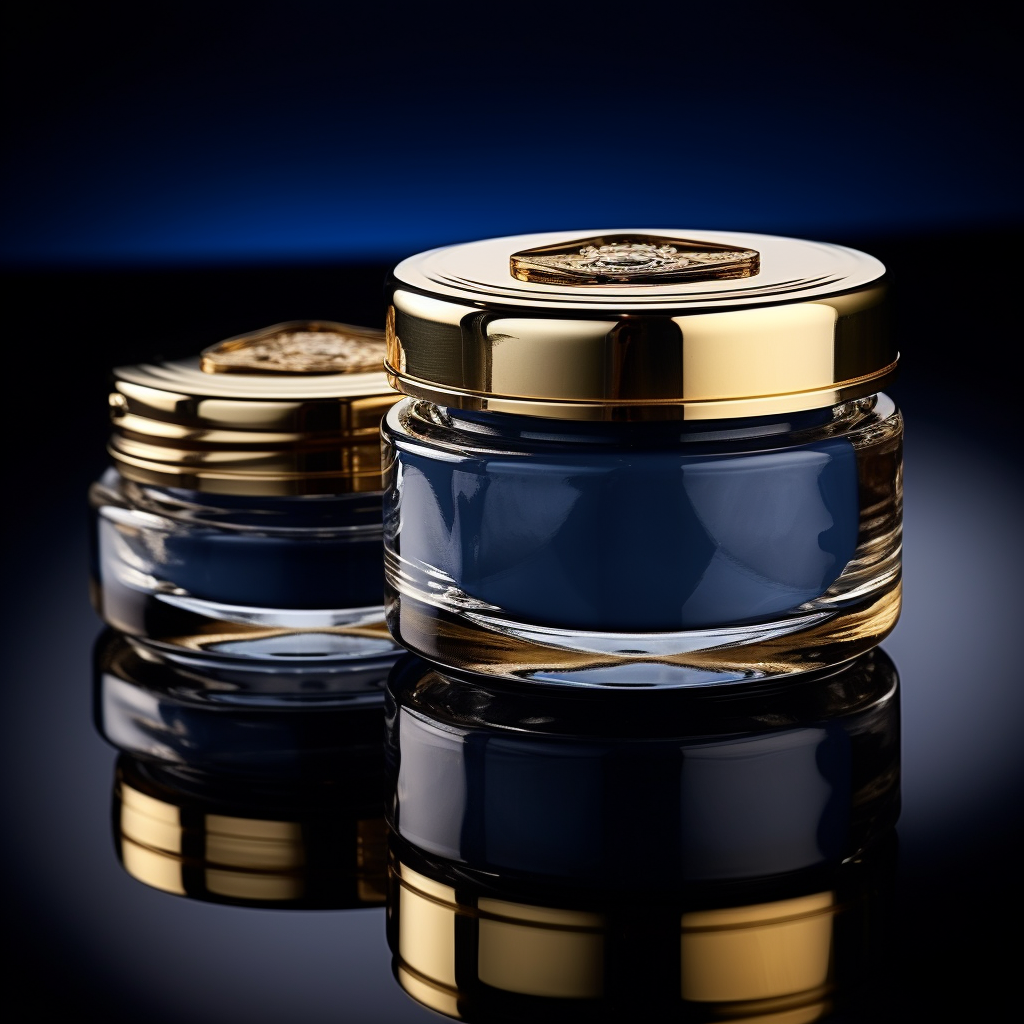 Blue and Gold Cosmetic Jar