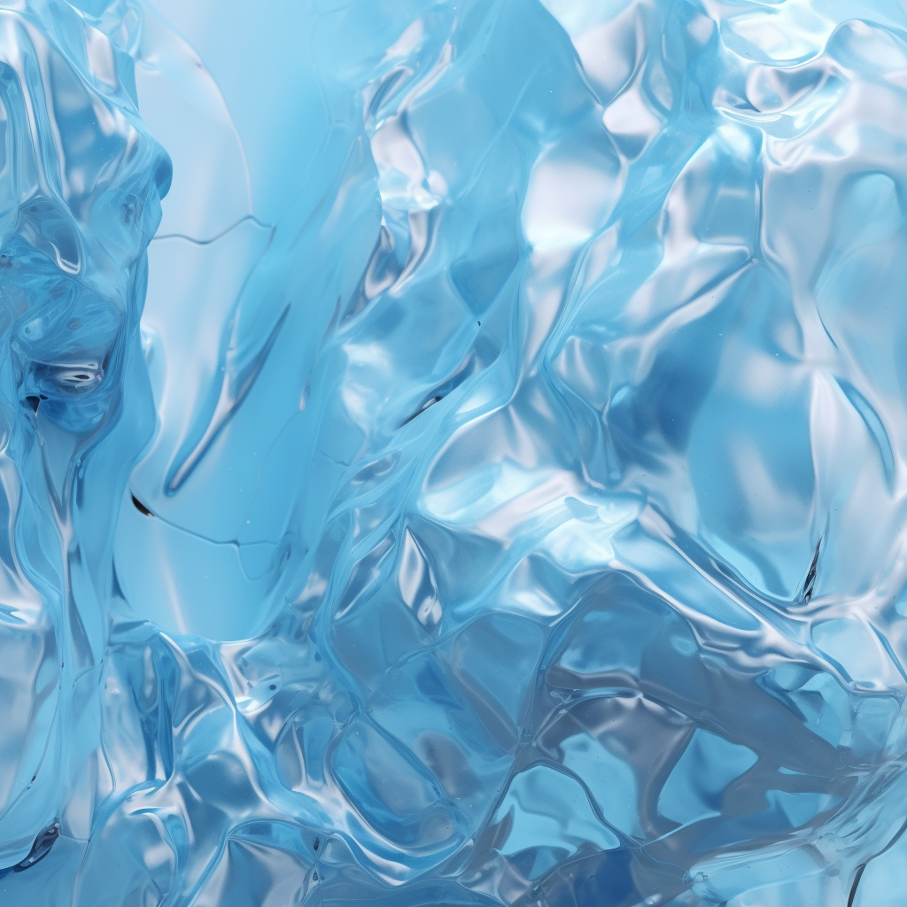 Realistic blue gradient ice texture on sculptural statue