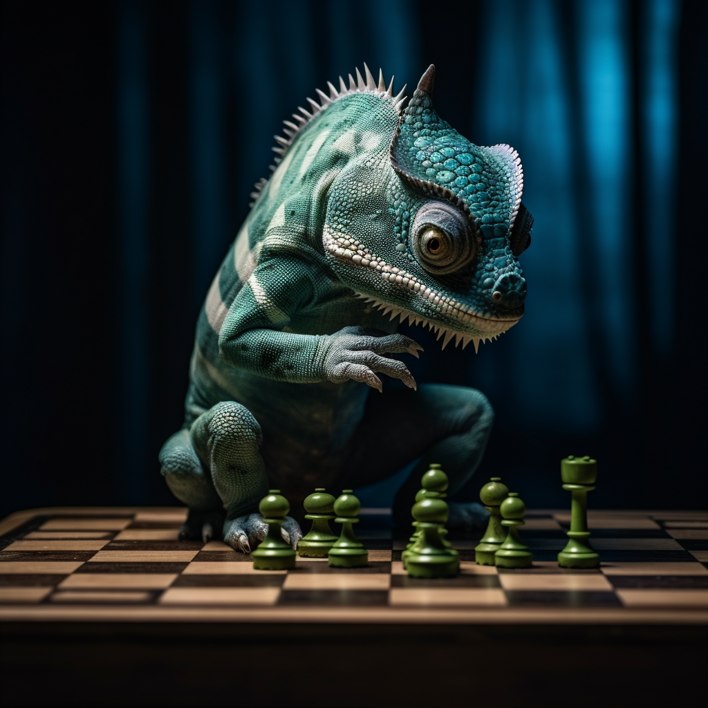 Blue Green Chameleon Chess Board