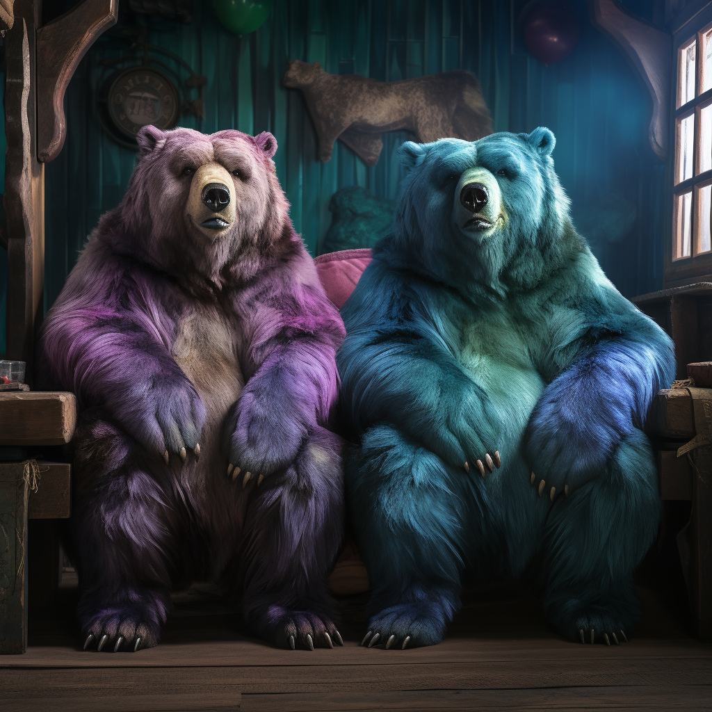 Two Grizzly Bears Sitting Together