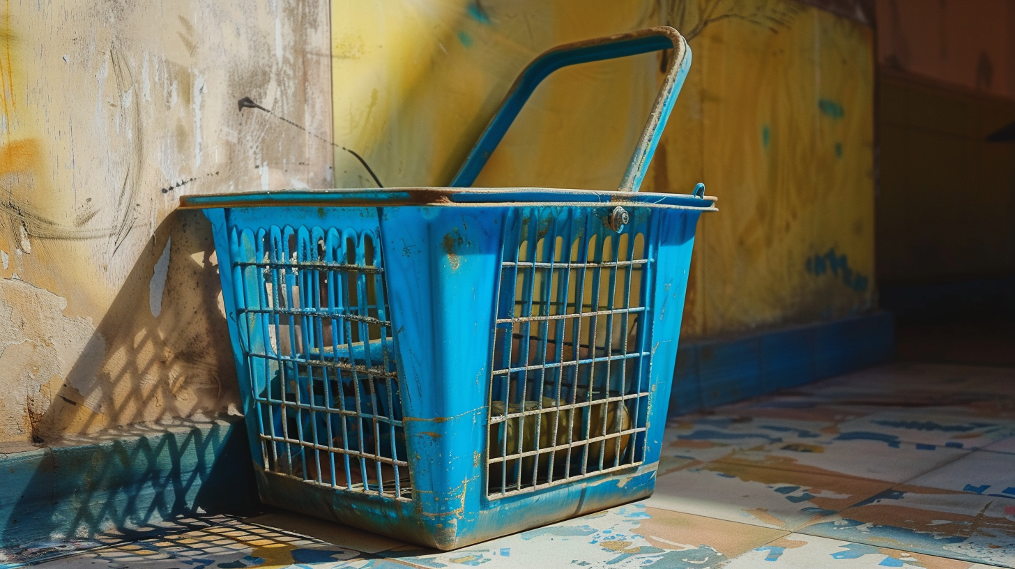 Blue grocery basket shopping cart