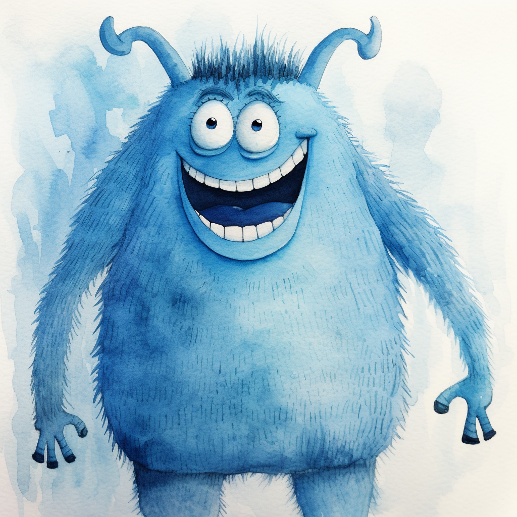 Cheerful blue hunky giant artwork