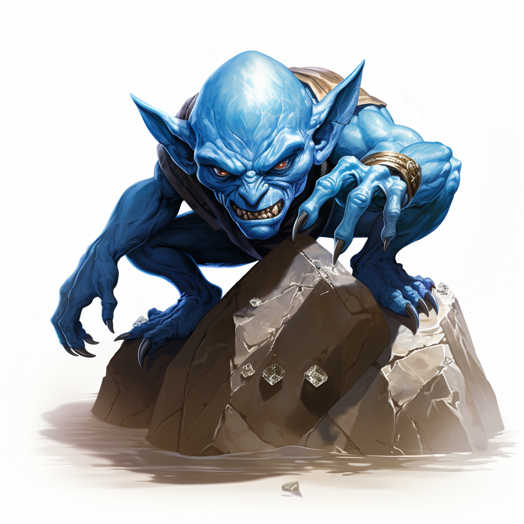 Blue Imp with Mundane Ring and Rock