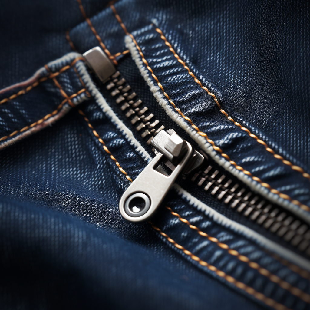 Open button and zipper on blue jeans