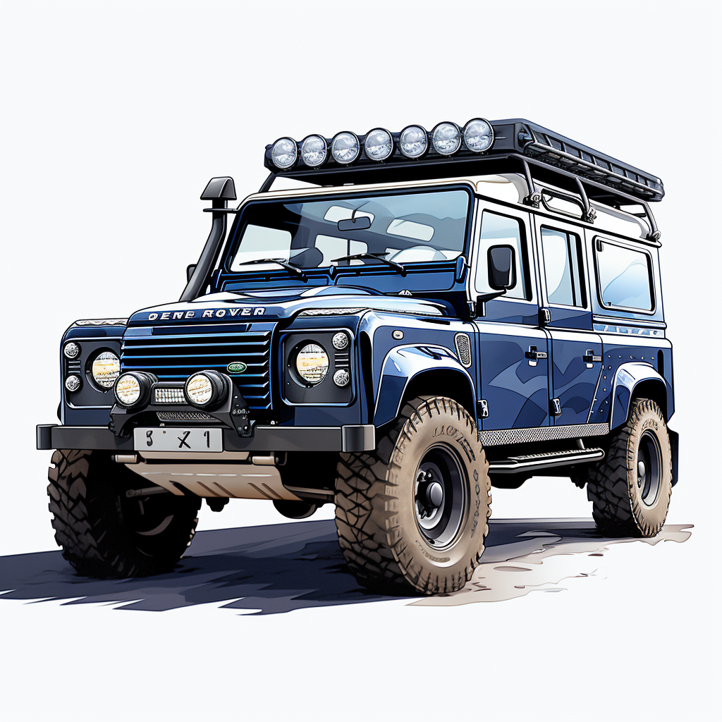 Dark blue Land Rover Defender 110