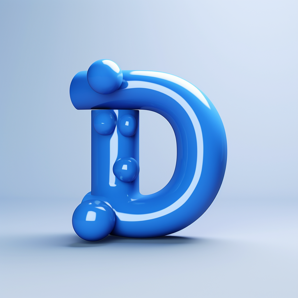 3D voluminous blue letter  D  logo