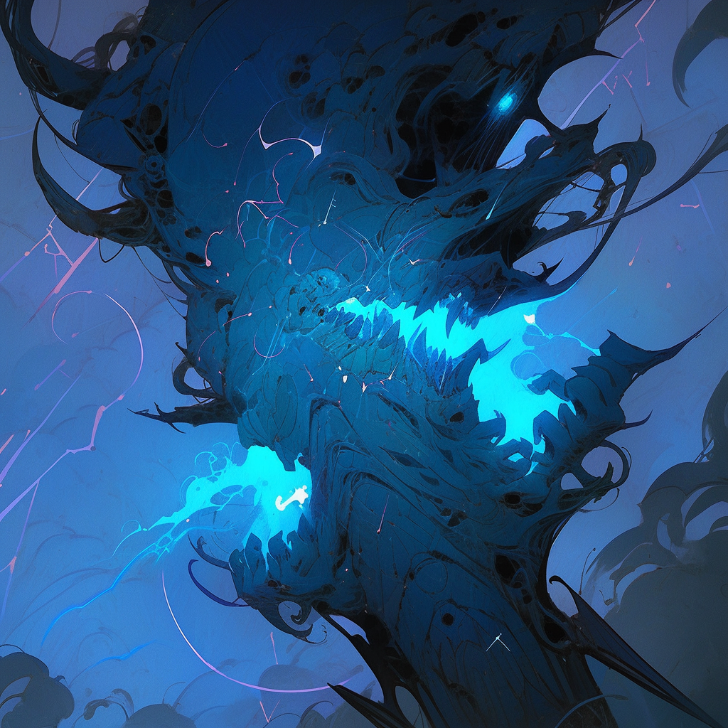 Vibrant blue lightning magecraft illustration