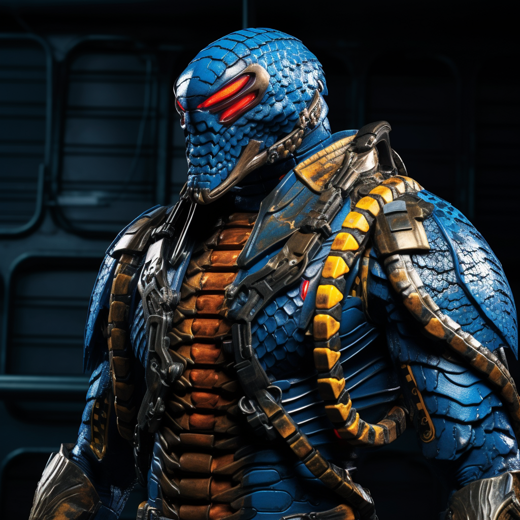 Heavily armored Blue Malayan Coral Snake warrior