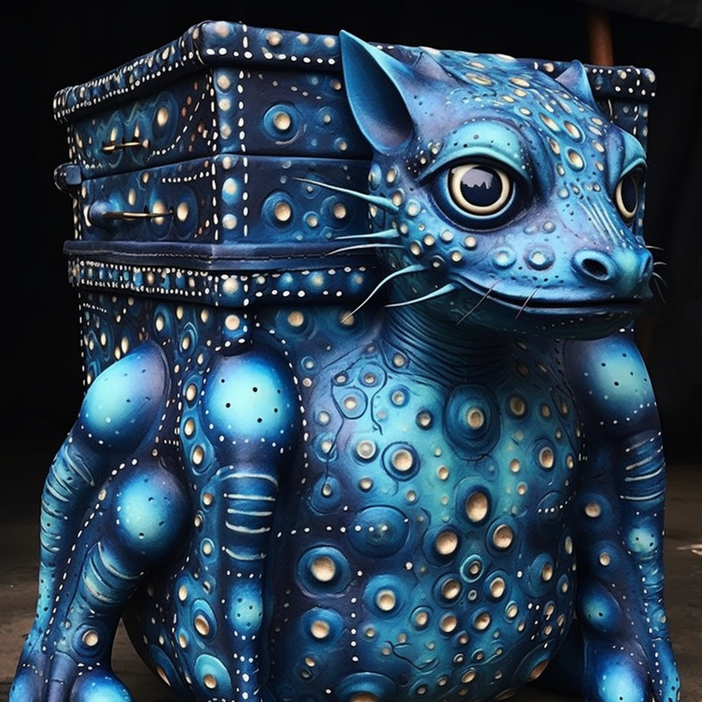 Image of a scaled blue man with an animal chest