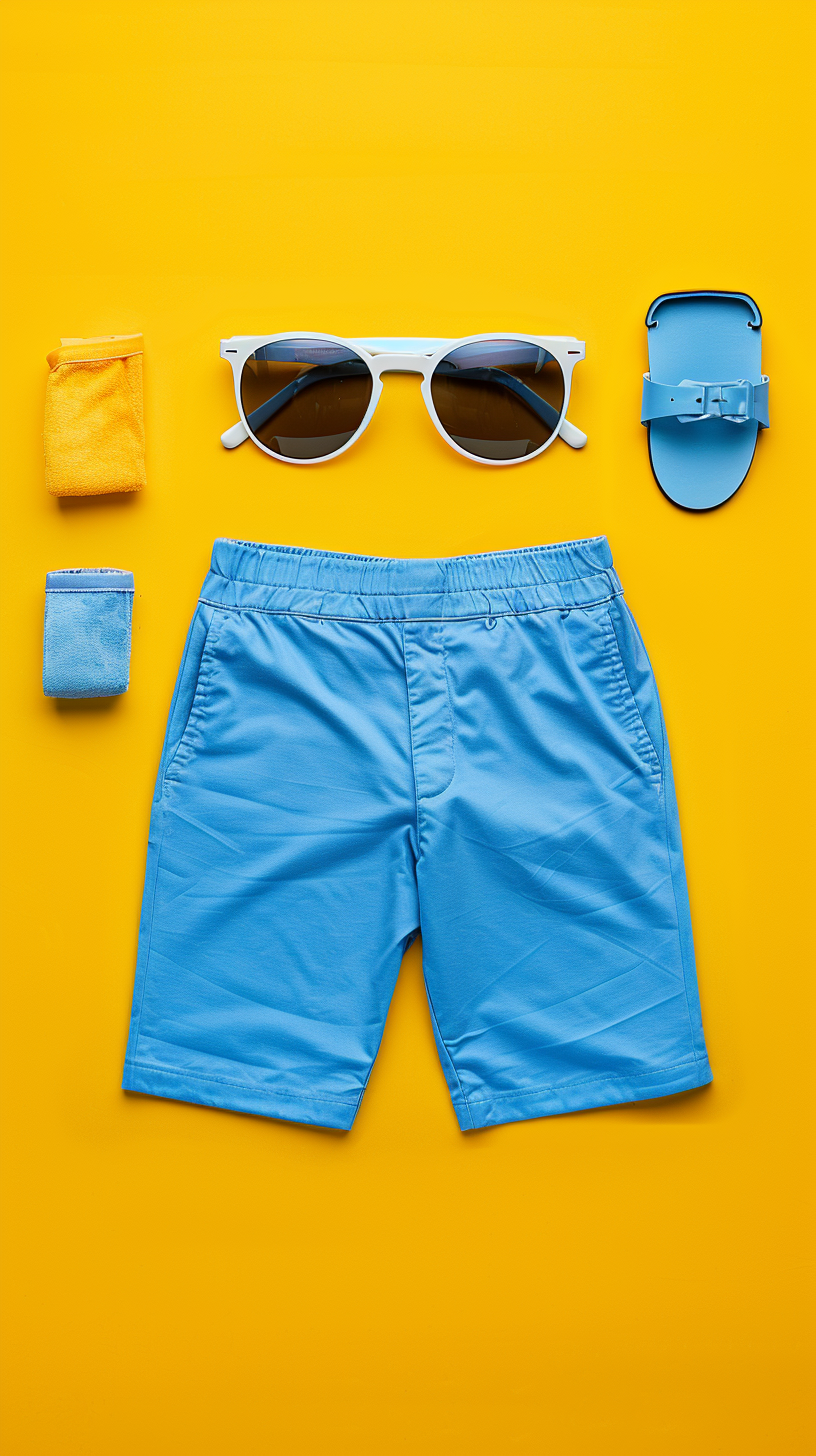 Blue man swimsuit on yellow background