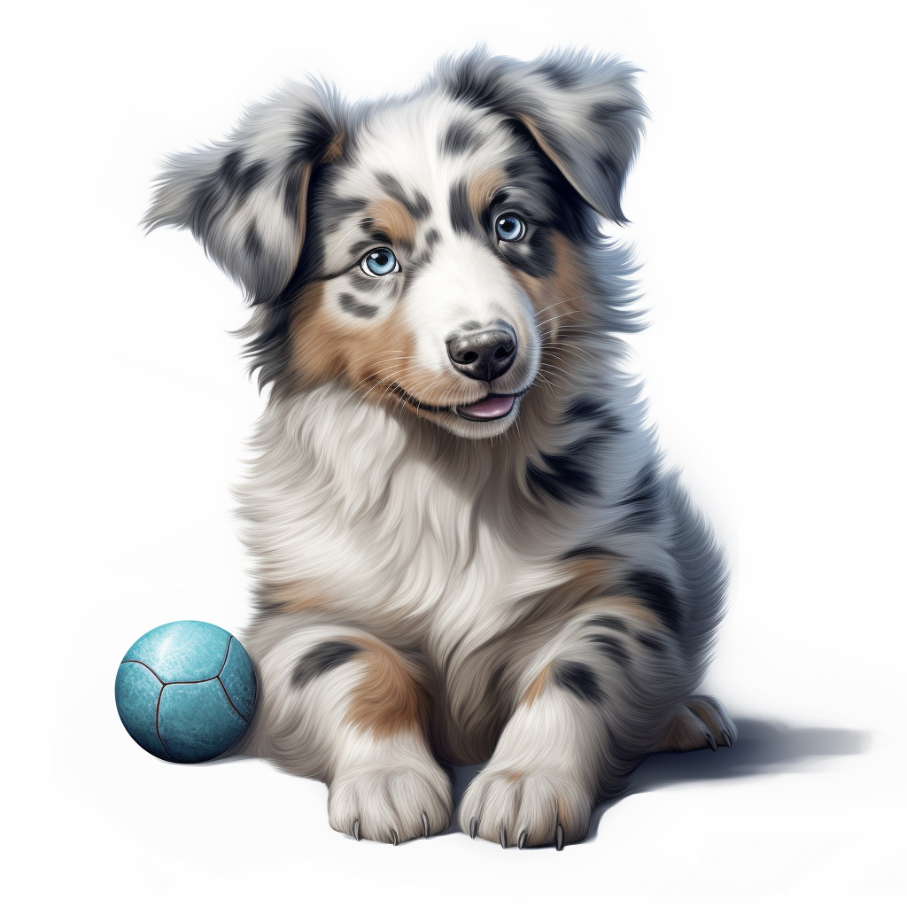 Cute Australian Shepherd with Ball in Mouth