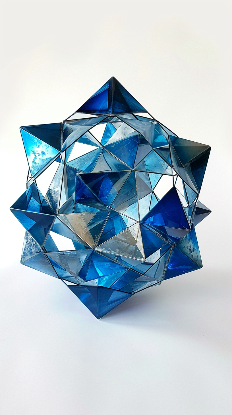 Blue Metal Icosahedron Triangle