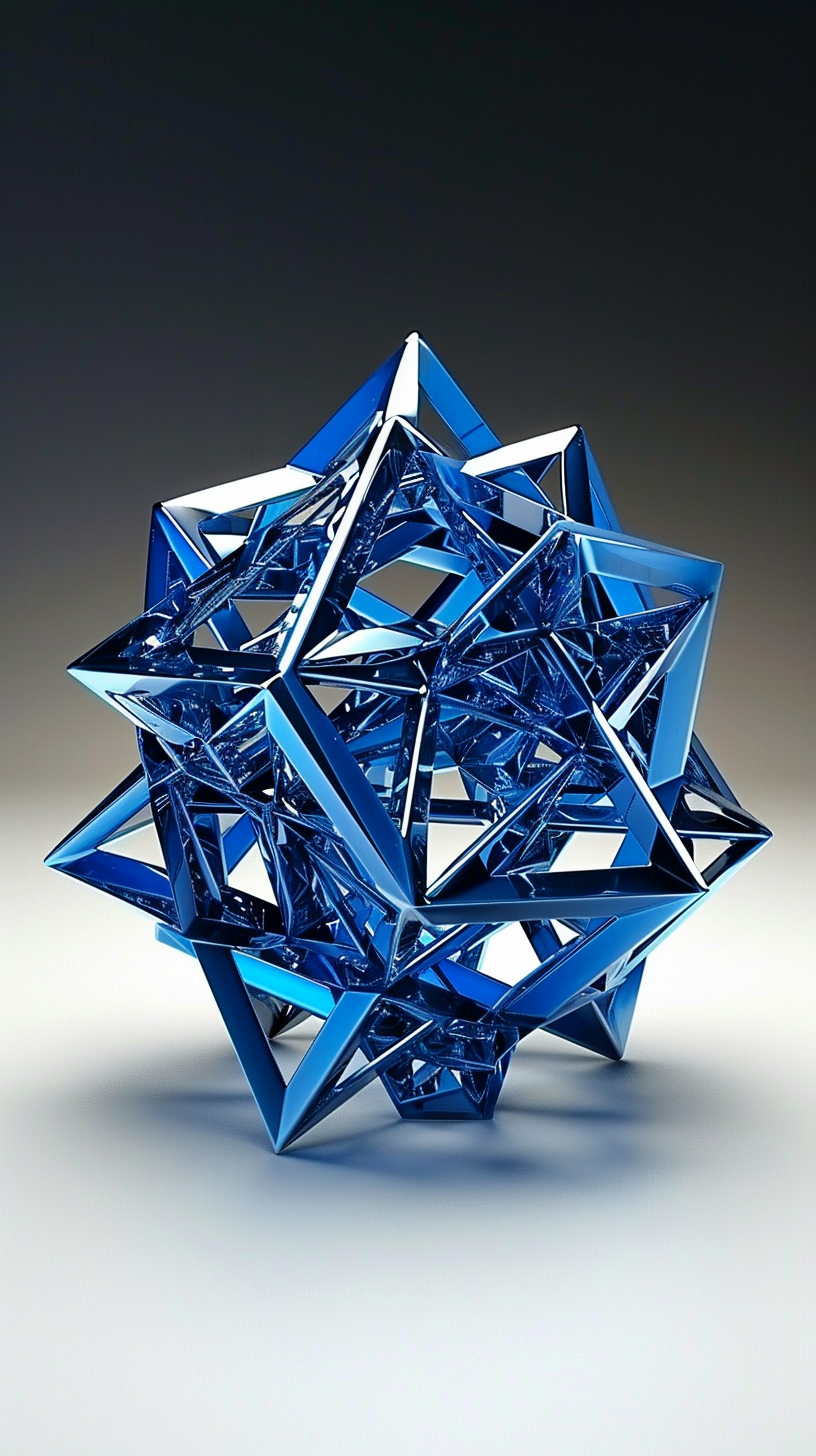 Blue Metal Triangles Icosahedron